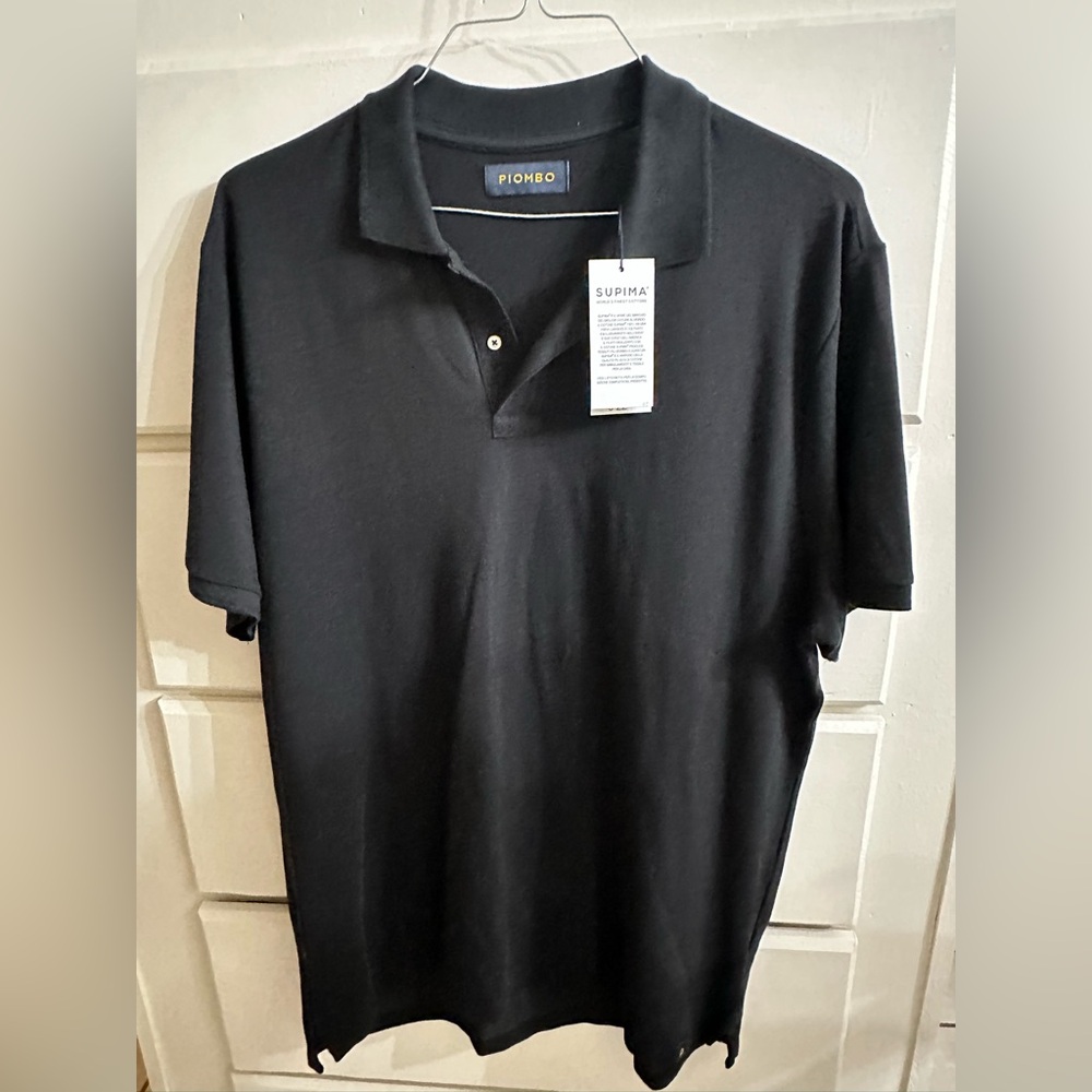 Piombo Classic Black Polo Shirt for Men